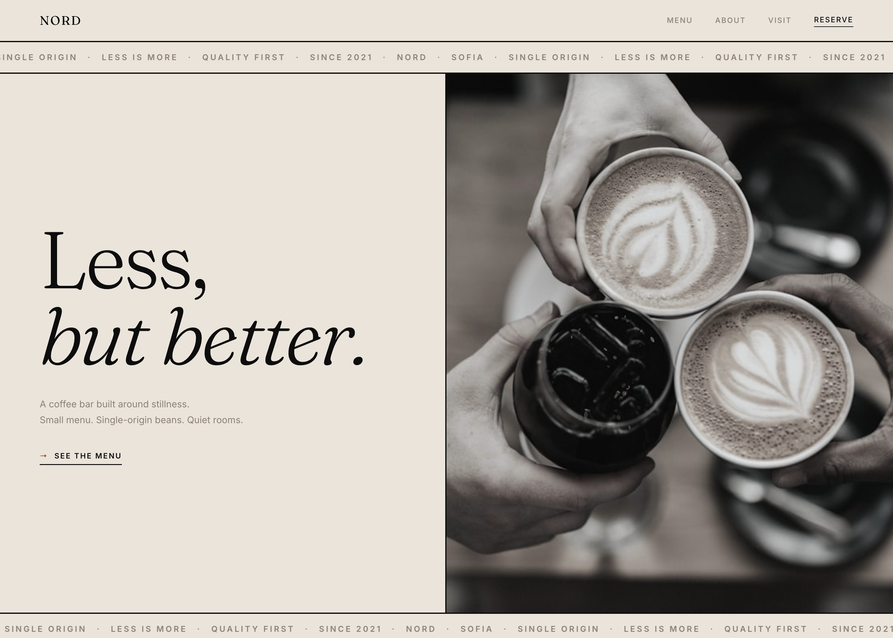 NORD Cafe landing page