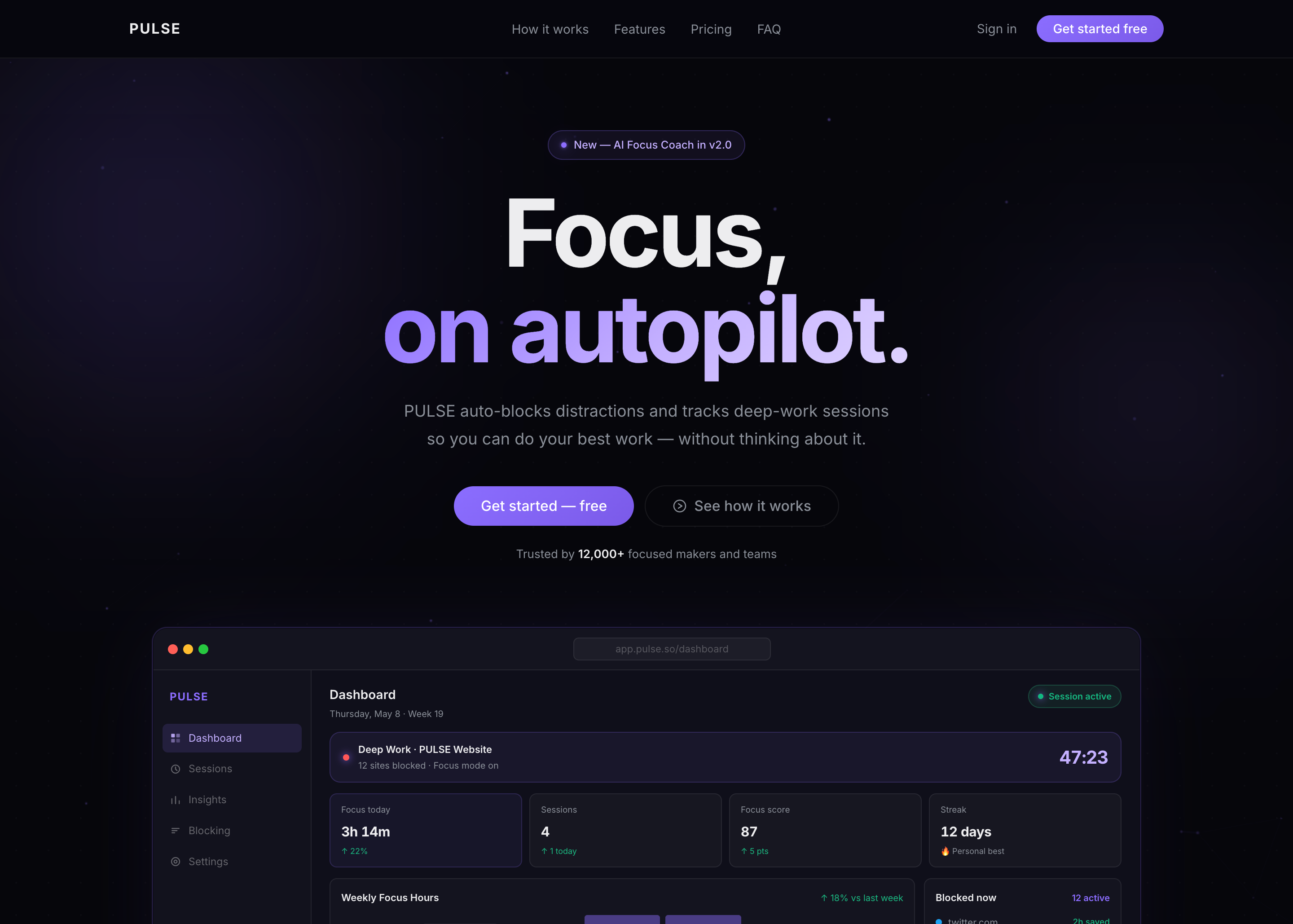 PULSE SaaS landing page